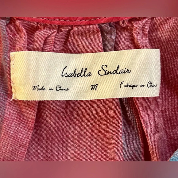 Anthropologie Isabella Sinclair Andover Red/Blue Cotton Plaid Ruffle Size Med. - Picture 4 of 6